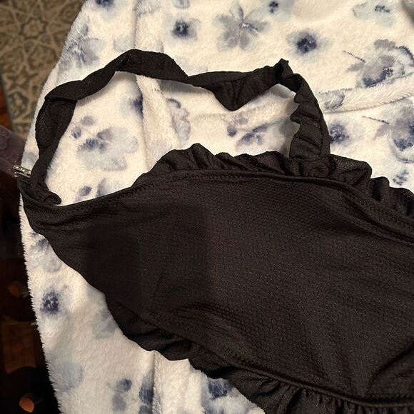 CUPSHE New with tags black ruffle bikini crossover front bottoms textured XL - Picture 4 of 9